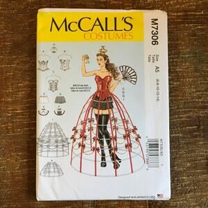 McCalls Sewing Pattern M7306 Sexy Corset Hoop Skirt Collar Costume 6-14 UNCUT
